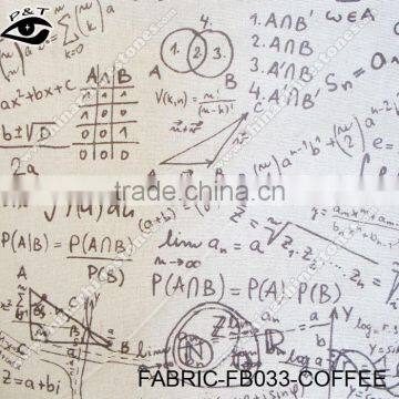 Math Equation Coffee Color Printed Linen Fabrics photo-2