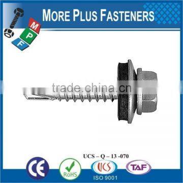 Made in Taiwan Stainless Steel Hex Head Washer Head Sheet Self Drilling Sheer Metal Screw Dimension