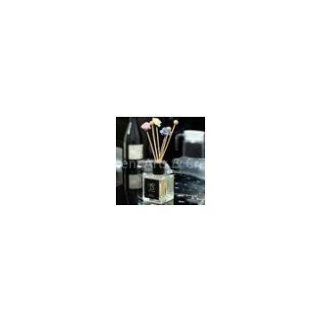 200ml Elegant Square Glass Bottle Oil Reed Diffuser with Black Diffuser Collar TS-RD27