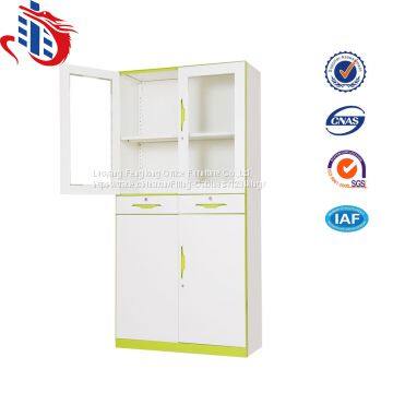 Large Metal Iron Cupboard Glass Door Two Drawer Steel Filing Cabinet photo-2
