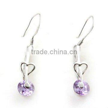 Sunshine 925 sterling silver crystal avenue heart drop earrings