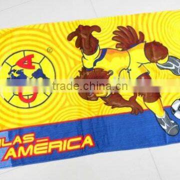 100% cotton printed beach towel, reactive printed bath towels for football fans ,towel on sall china supplier