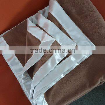 Full Queen, Tan satin edge Luxury Hotel Fleece Blanket