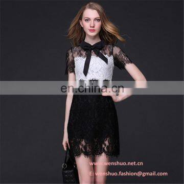 Wholedale Big Brand Slim White Black Color Lace Dress