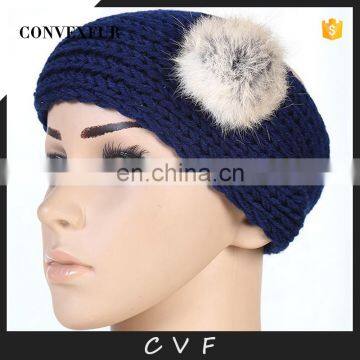 Popular style women men headband acrylic winter headband with pom