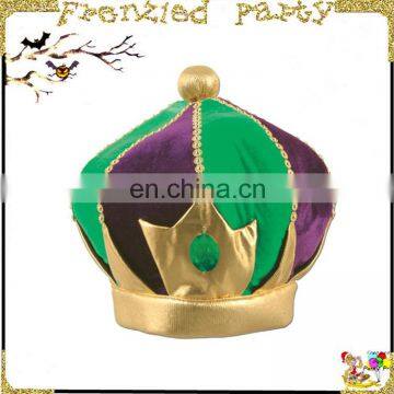 Green & Purple Mardi Gras Plush Crown hats