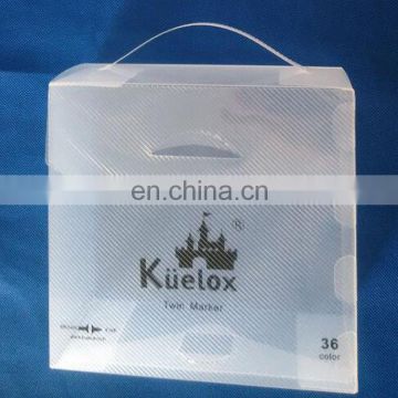 Transparent high quality custom logo printed frosted plastic folding pp storage box with handle