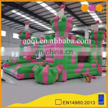 AOQI new style cheap Color block bouncy castle inflatable commercial bounce house for promotion