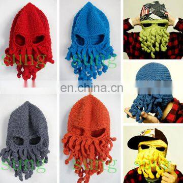 Wholesale knitted Funny Tentacle Octopus Cthulhu Knit Beanie Hat Cap Wind Mask