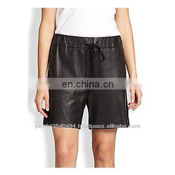 2014 Black faux leather short for women