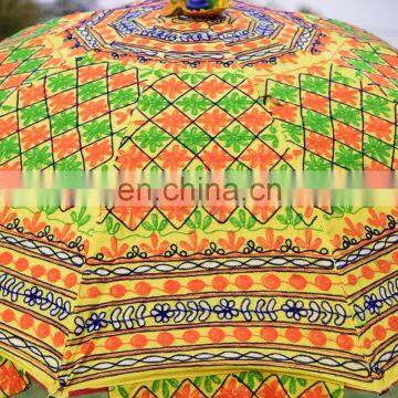 Indian Latest Embroidered Cotton Garden Umbrella Parasols Outdoor Outdoor Sun Shade Patio Umbrella 84" photo-2