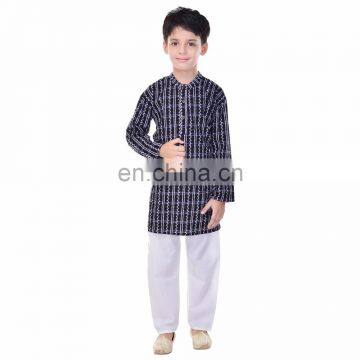 Soundarya traditional printed cotton kurta payajama set for kids