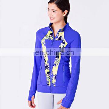 Thick Printing women bule front zip rash guard,winter sport coat