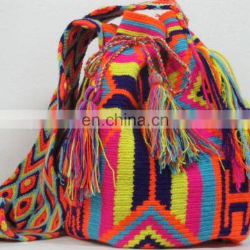 Yellow And Navy Blue Color Wayuu Bag