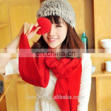 100% Acrylic Women Scarf Printed Big Long Shawl Ball of Yarn Red photo-3
