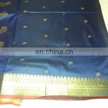 Wedding Dress Women's Dress Indian Saree Zari Work Pallu Silk Sari photo-2