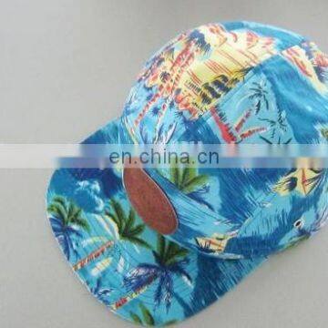 5 panel floral flat brim hat