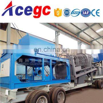 Big capacity 300tph mobile trommel screen gold centrifugal separating machine