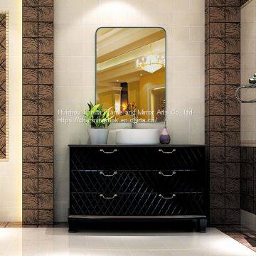 China Mirror Factory Modern Stainless Steel Frame Vanity Wall Mounted Rectangle Make up Mirror photo-2