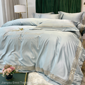 European Summer Cooling Ice Silk Bed Sheet Embroidery