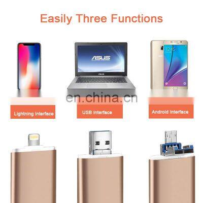 2019 Best selling product push-and-pull usb flash drive For iphone for Android for computer 3 in 1 USB stick 64gb