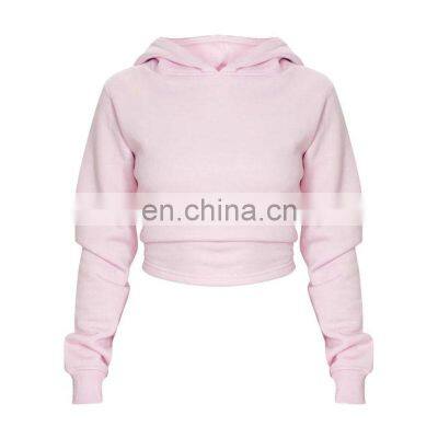 Wholesale custom spring and autumn new lace-up hollow cropped hooded sweater