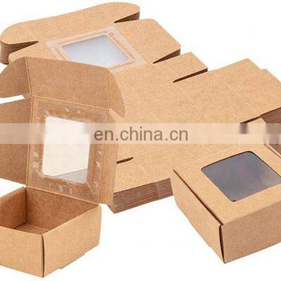 Environmental simple style  kraft paper corrugated cardboard packaging small gift mailing box with window