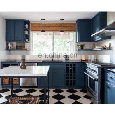 Canada Modern blue Luxury lacquer kitchen cabinet custom shaker design