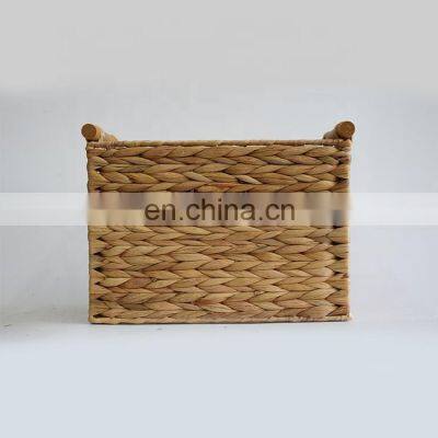 cheap small wooden handle woven wicker tool storage basket for garden