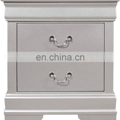 Nightstand With 2 Drawer Silver