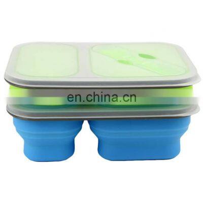 Best Selling Food Grade Collapsible Silicone Double Lattice School Lunch Box