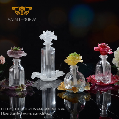 NEW ARRIVAL Handmade Design Crystal Purple Flower Shape 100ml Perfume Bottle photo-2