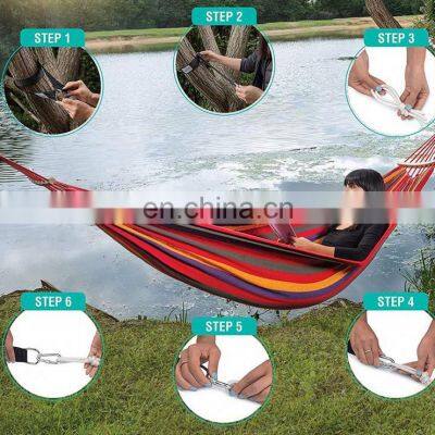 Custom Logo Outdoor Camping Travel Canvas Bent Stick Single Double Hammock for Two People photo-5