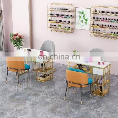 Manicure Table And Chair Set Marble Iron Double Table Single Nail Table photo-3