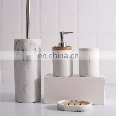 luxury modern design polyresin Marble bathroom accessories set