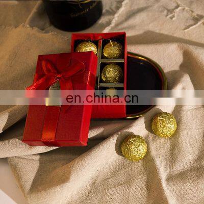 Hand Poured With Love Valentine Giveaway Souvenir With Gift Box Gold Chocolate Shape Mini Soy Wax Candles