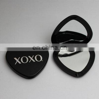 Customized Travel Double Side Folding Plastic Heart Shaped Compact Mirror photo-4