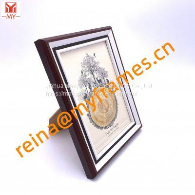 MDF Brown Wood Grain with Black and White Lines Embellished Photo Frame