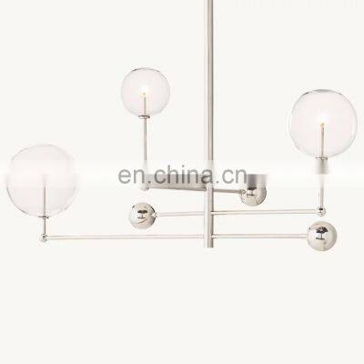 Dining Room Light Sphere Brass Chandelier GLASS GLOBE MOBILE THREE-ARM CHANDELIER 46
