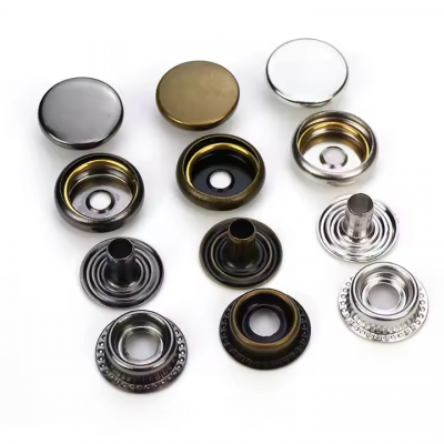 Custom Printing  Round Press Spring Four Part Snap Button for Clothing Leather 405#17mm