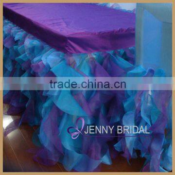 TC012F From china cheap coloring organza ruffle table cloth