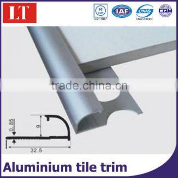 Aluminum tile trim for ceramic tile edge trim