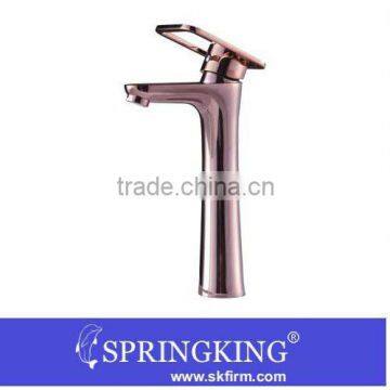 contemporary Rose gold plated Chrome Bathroom Faucet Vanity Vessel Sink Basin