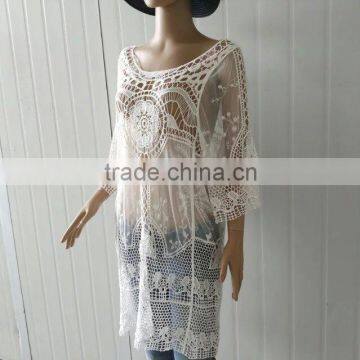 2016 Summer Lace Tops Hot Cotton Lace Fabric Long Sleeve Lace Dress photo-4