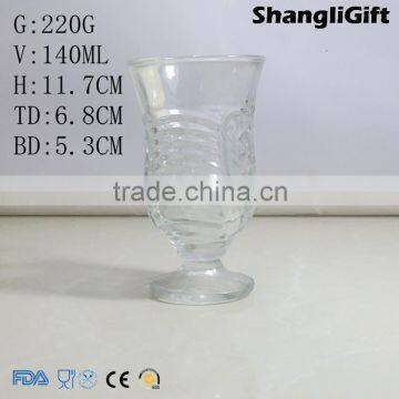 Glass Ice Cream Cup 140ml Embossed Glass Cups