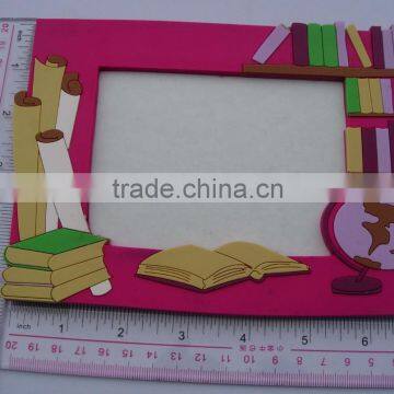 custom design soft PVC photo frame with some books shape