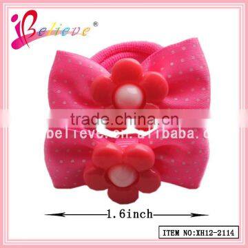 Satin ribbon bow wholesale fashionable girls hair elastic bands