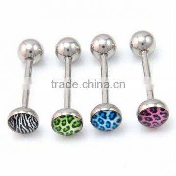 316L Surgical Steel Dome Logo Tongue Ring