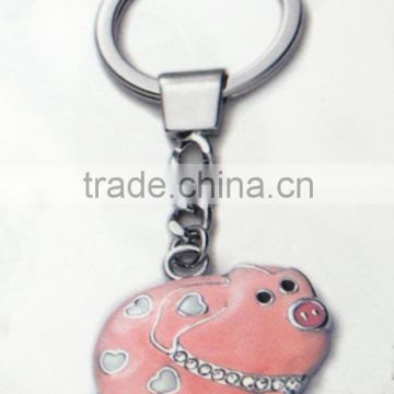 PIG SHAPE ZINC ALLOY KEYCHAIN WITH STRAP METAL Pretty couple pig alloy keychain