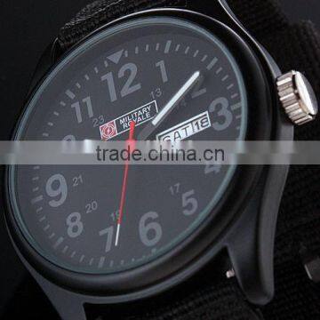 Men's Military Royale Black Dial Fabric Strap Date Sport Quartz Army Watch MR053